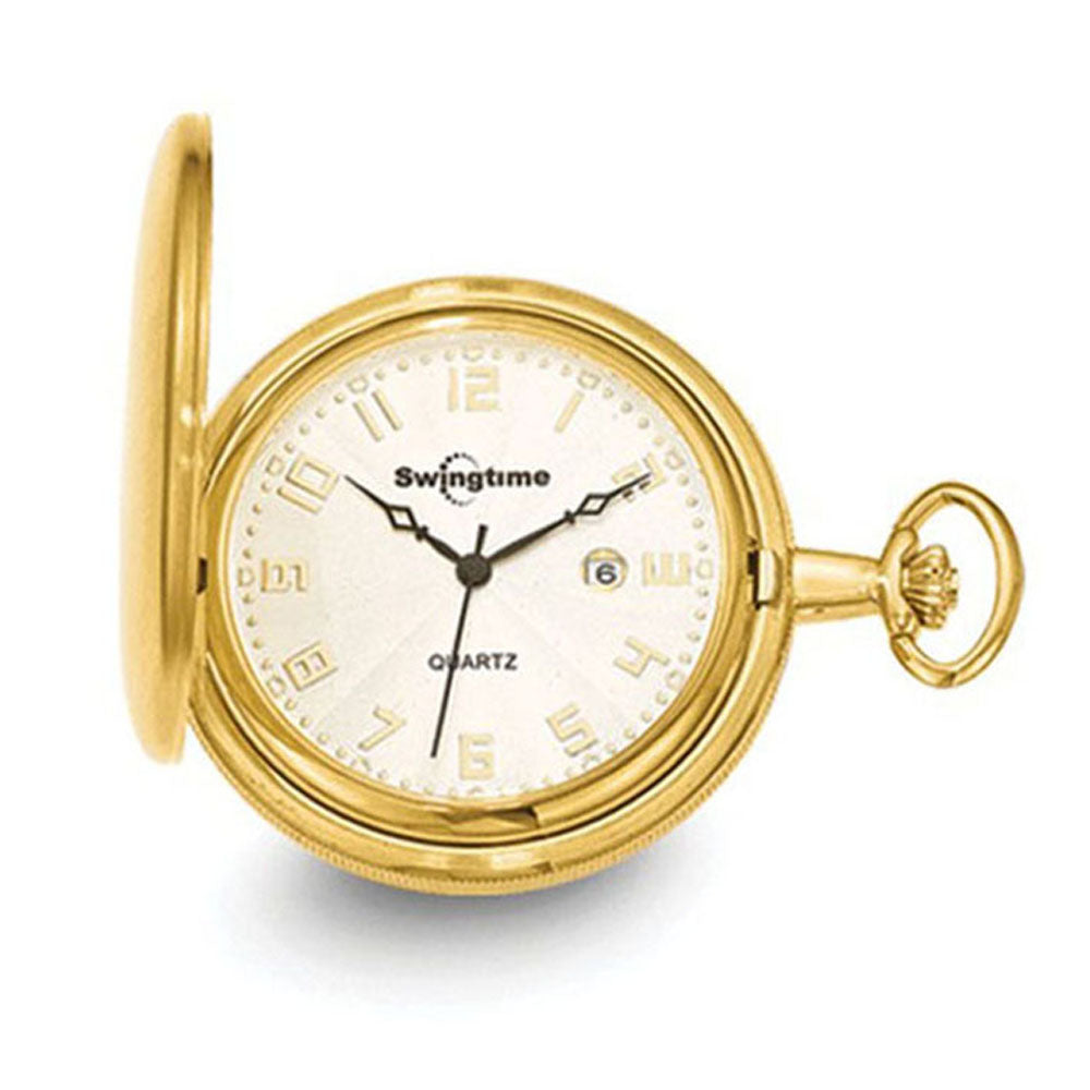 Swingtime, Gold-finish Brass Quartz 48mm Pocket Watch, Item W10769 by The Black Bow Jewelry Co.