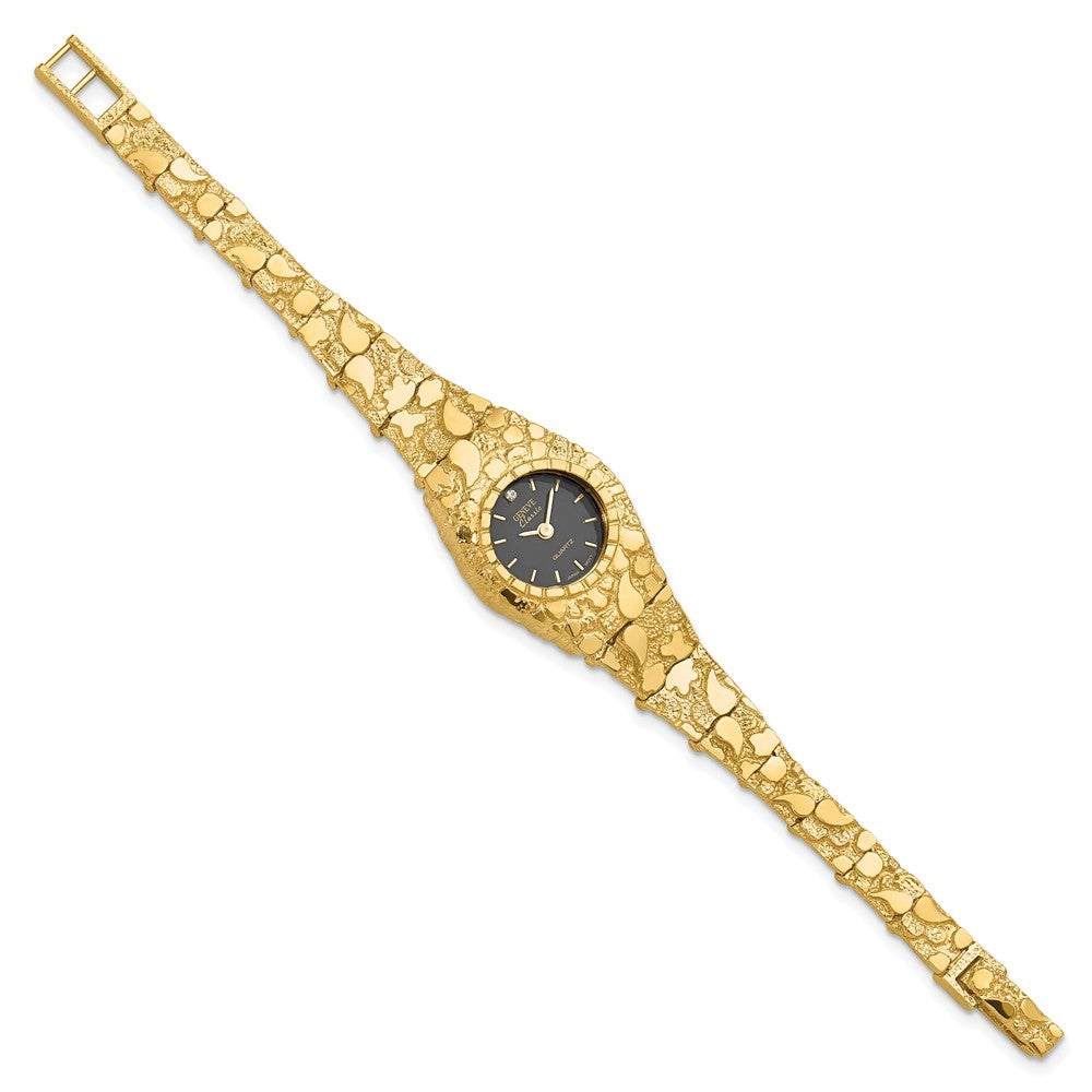 Alternate view of the 10K Yellow Gold Ladies Black 22mm Dial Nugget Watch by The Black Bow Jewelry Co.