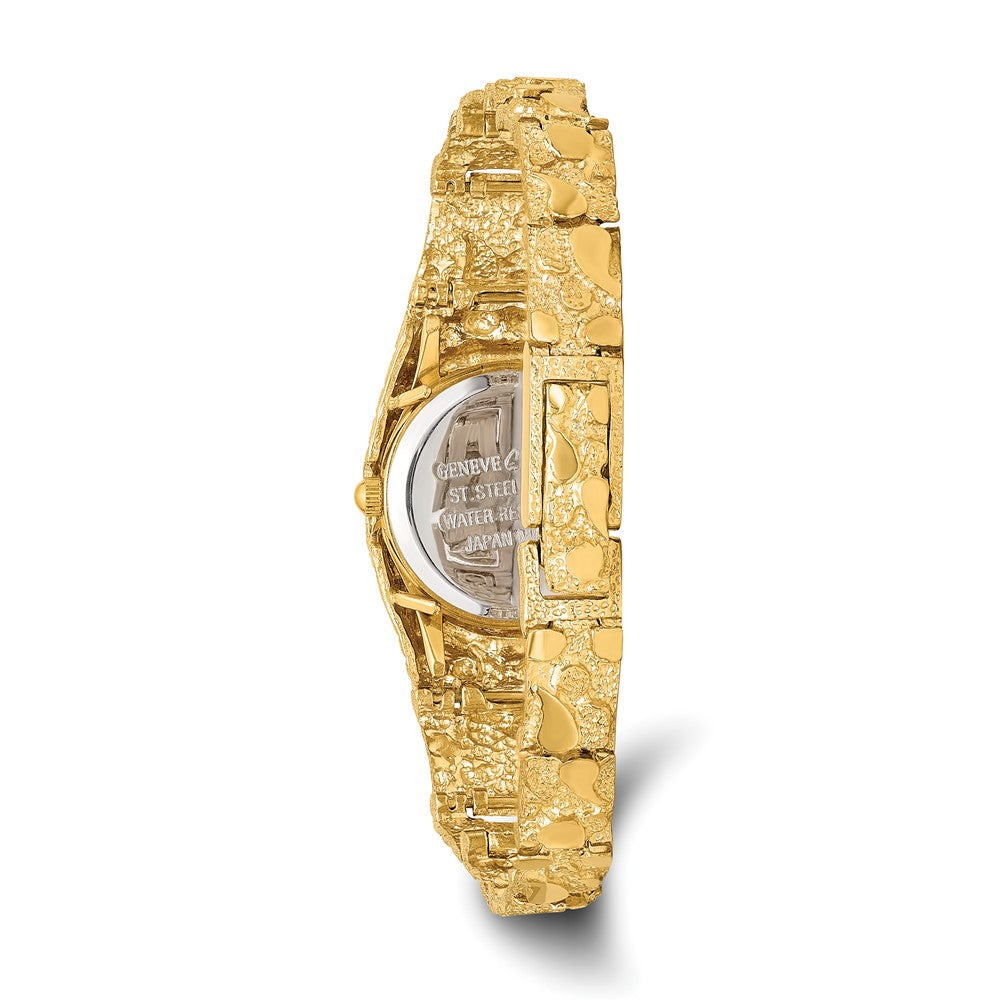 Alternate view of the 14K Yellow Gold Ladies Circular Champagne 22mm Dial Solid Nugget Watch by The Black Bow Jewelry Co.