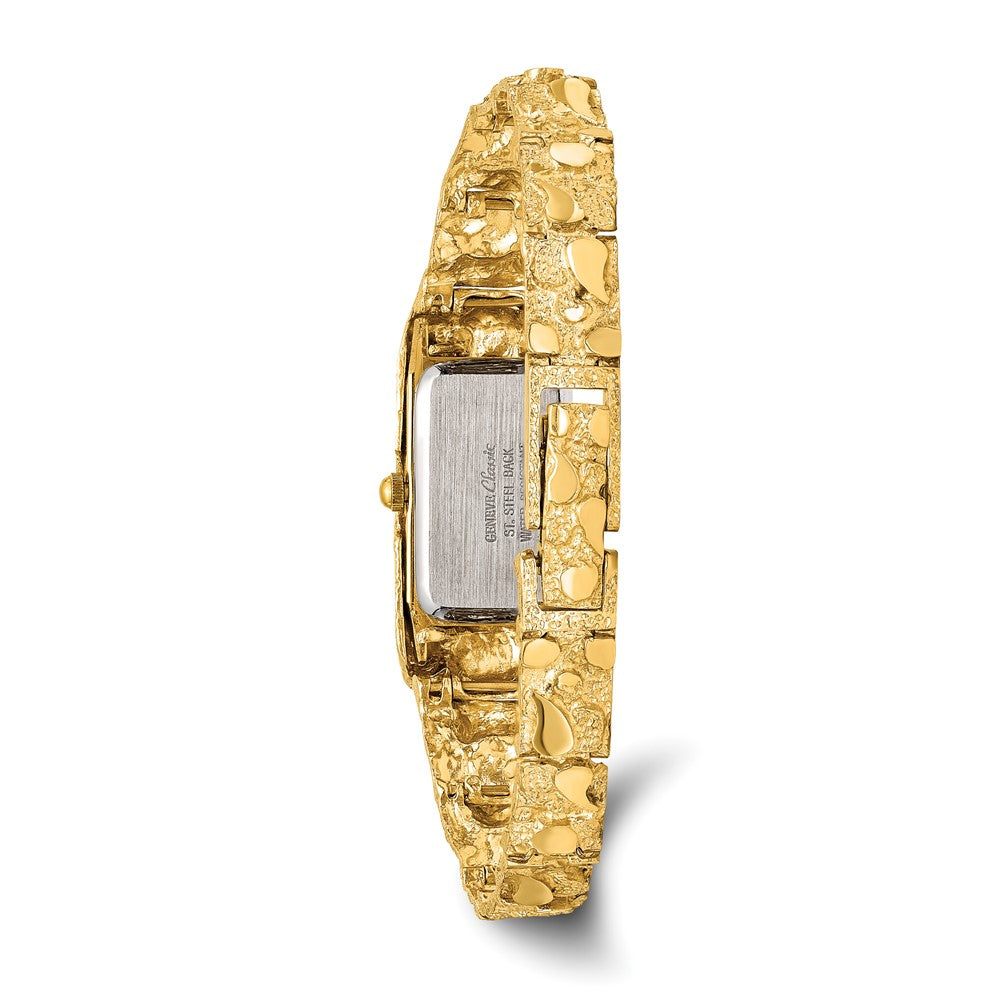 Alternate view of the 14K Yellow Gold Ladies Rectangle Black 15x31mm Dial Solid Nugget Watch by The Black Bow Jewelry Co.