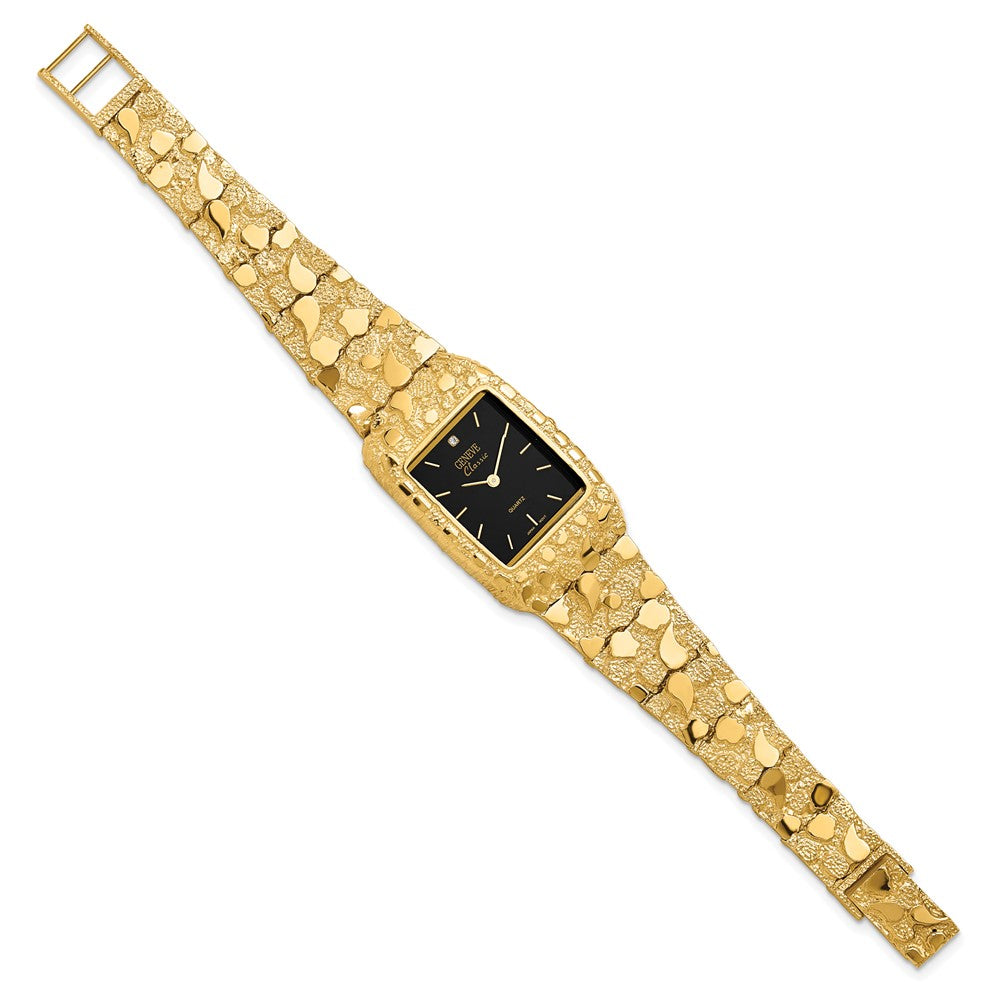 Alternate view of the 14k Yellow Gold Mens Mens Squared Black Dial Solid Nugget Watch by The Black Bow Jewelry Co.