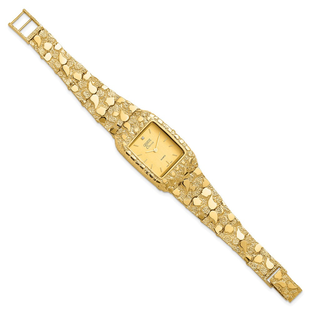Alternate view of the 14k Yellow Gold Mens Mens Squared Champagne Solid Nugget Watch by The Black Bow Jewelry Co.