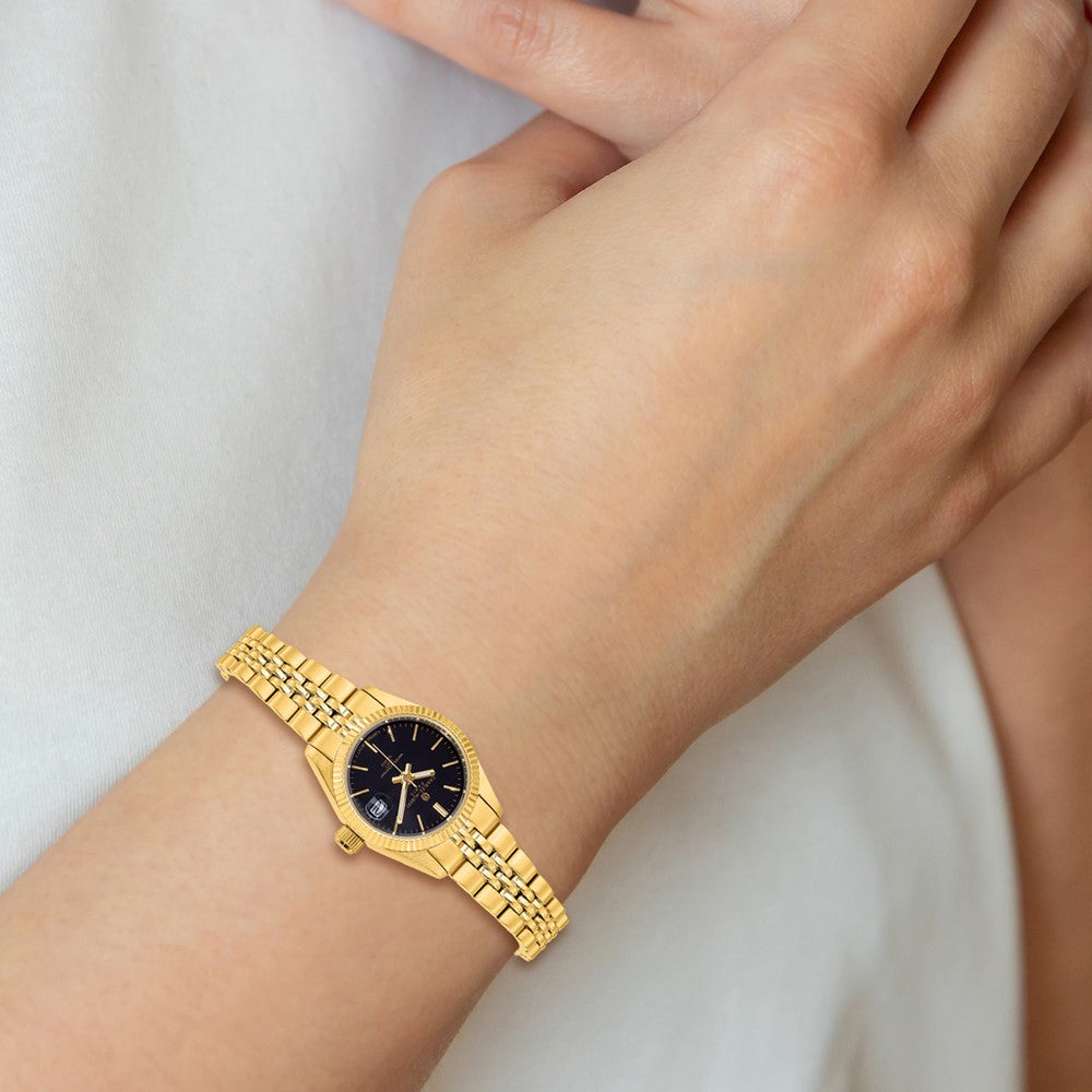 Alternate view of the Ladies Gold-plated, Panther Link Black Dial Watch by Charles Hubert by The Black Bow Jewelry Co.