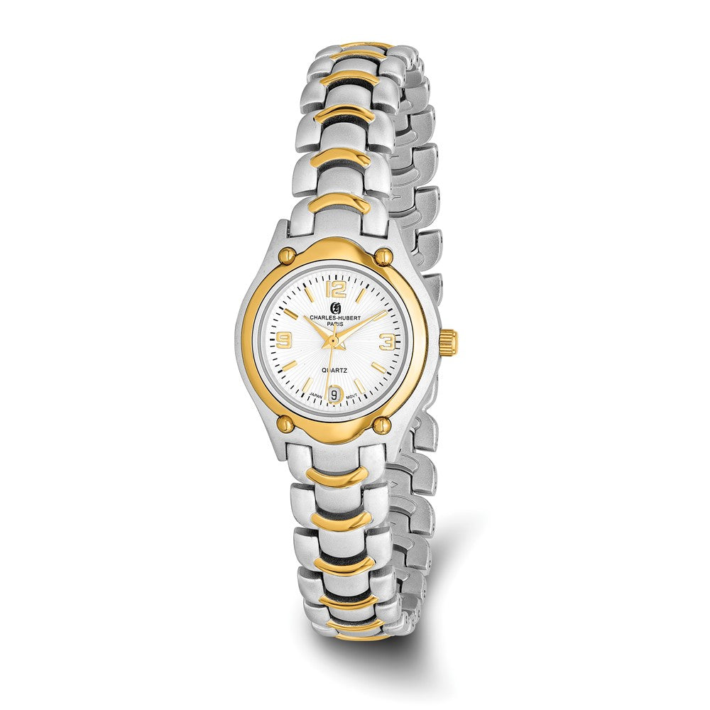 Charles Hubert Ladies Two-Tone Link Style Watch, Item W8327 by The Black Bow Jewelry Co.