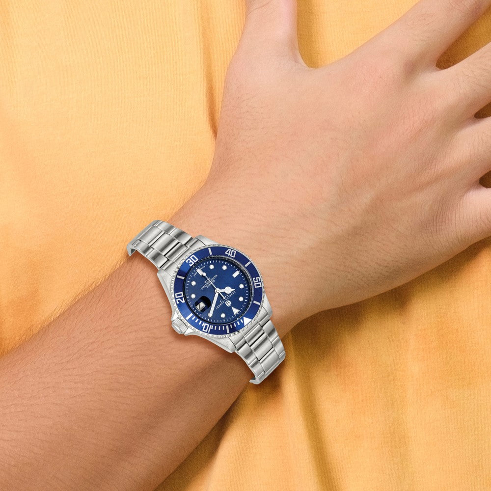 Alternate view of the Charles Hubert Mens Blue Dial Rotating Bezel Watch by The Black Bow Jewelry Co.