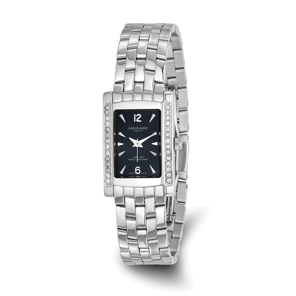 Ladies Rectangular Crystal Black Dial Watch by Charles Hubert, Item W8356 by The Black Bow Jewelry Co.