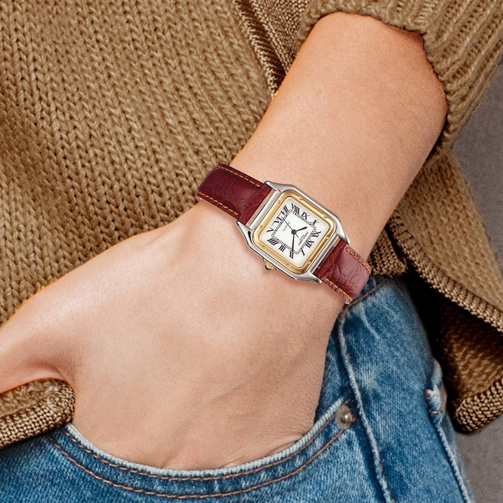 Alternate view of the Charles Hubert Mens Red Leather Band Retro Watch by The Black Bow Jewelry Co.