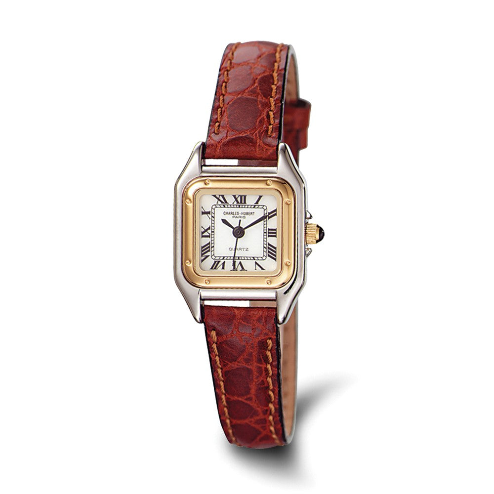 Ladies Red Leather Band, Retro Watch by Charles Hubert, Item W8369 by The Black Bow Jewelry Co.