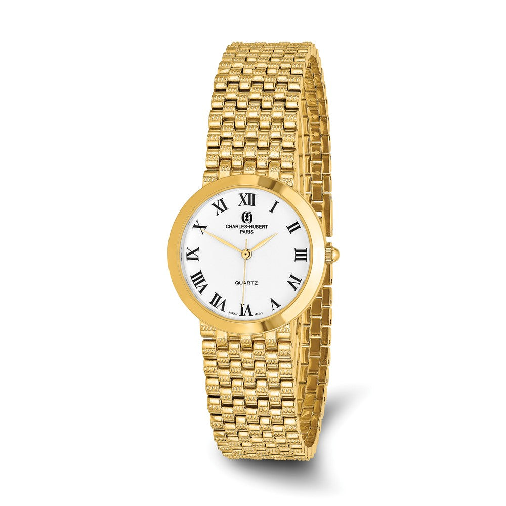 Charles Hubert Mens Satin Gold-Plated Watch, Item W8372 by The Black Bow Jewelry Co.