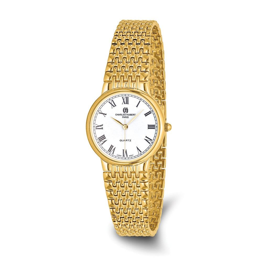 Charles Hubert Mens Polished Gold-Plated Watch, Item W8374 by The Black Bow Jewelry Co.