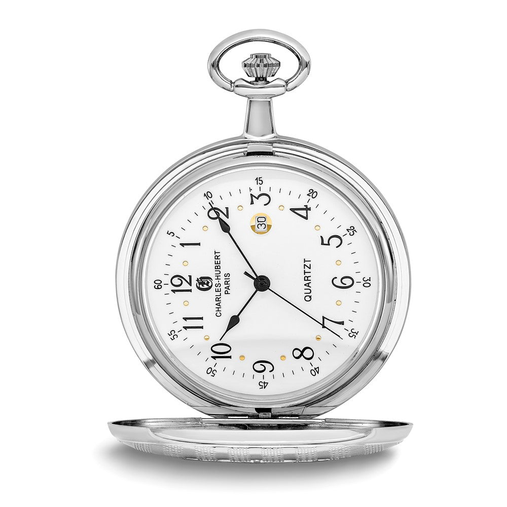 Charles Hubert Two-tone White Dial 50mm Pocket Watch, Item W8422 by The Black Bow Jewelry Co.