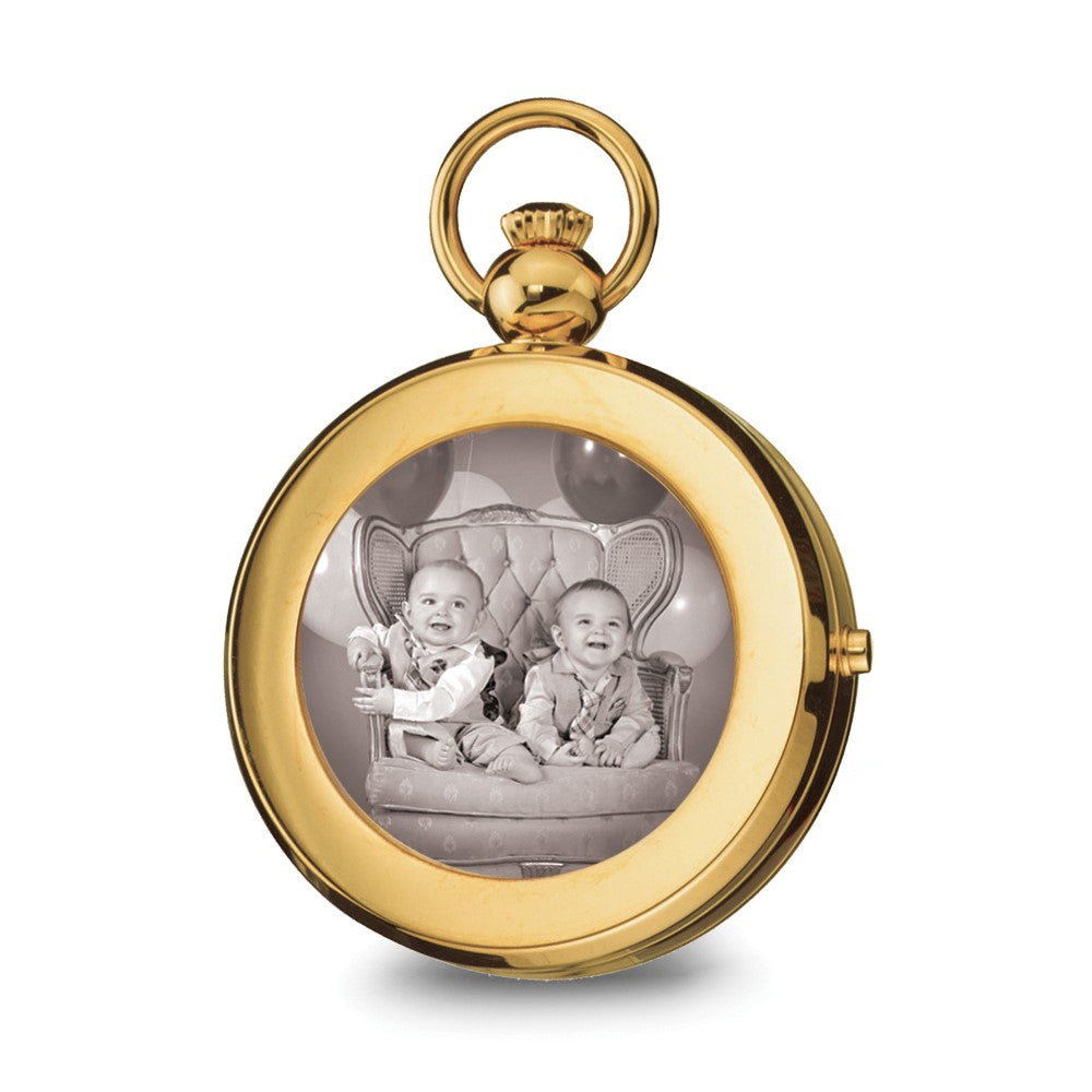 Alternate view of the Charles Hubert Gold Finish Brass 2-Photo Insert Pocket Watch by The Black Bow Jewelry Co.