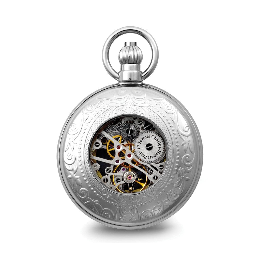 Alternate view of the Charles Hubert Chrome Finish Brass Window Cover Pocket Watch by The Black Bow Jewelry Co.