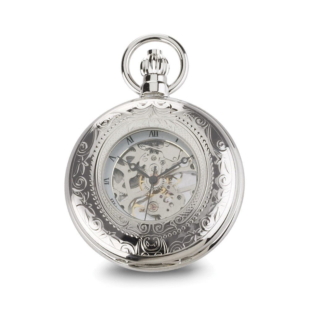 Alternate view of the Charles Hubert Chrome Finish Brass Window Cover Pocket Watch by The Black Bow Jewelry Co.