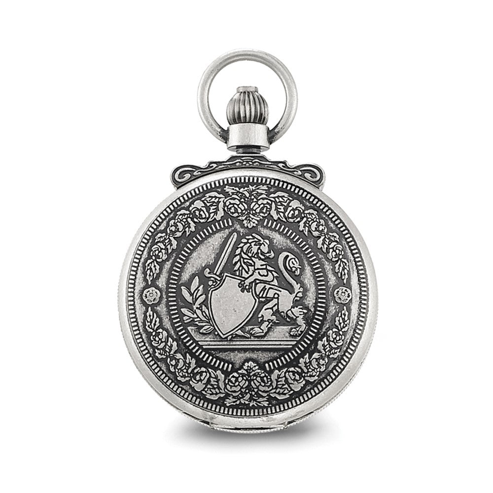 Alternate view of the Charles Hubert Antique Chrome Finish Lion Crest Pocket Watch by The Black Bow Jewelry Co.