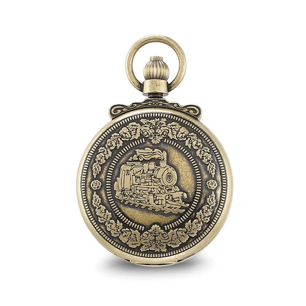 Alternate view of the Charles Hubert Antique Gold Finish Steam Engine Pocket Watch by The Black Bow Jewelry Co.