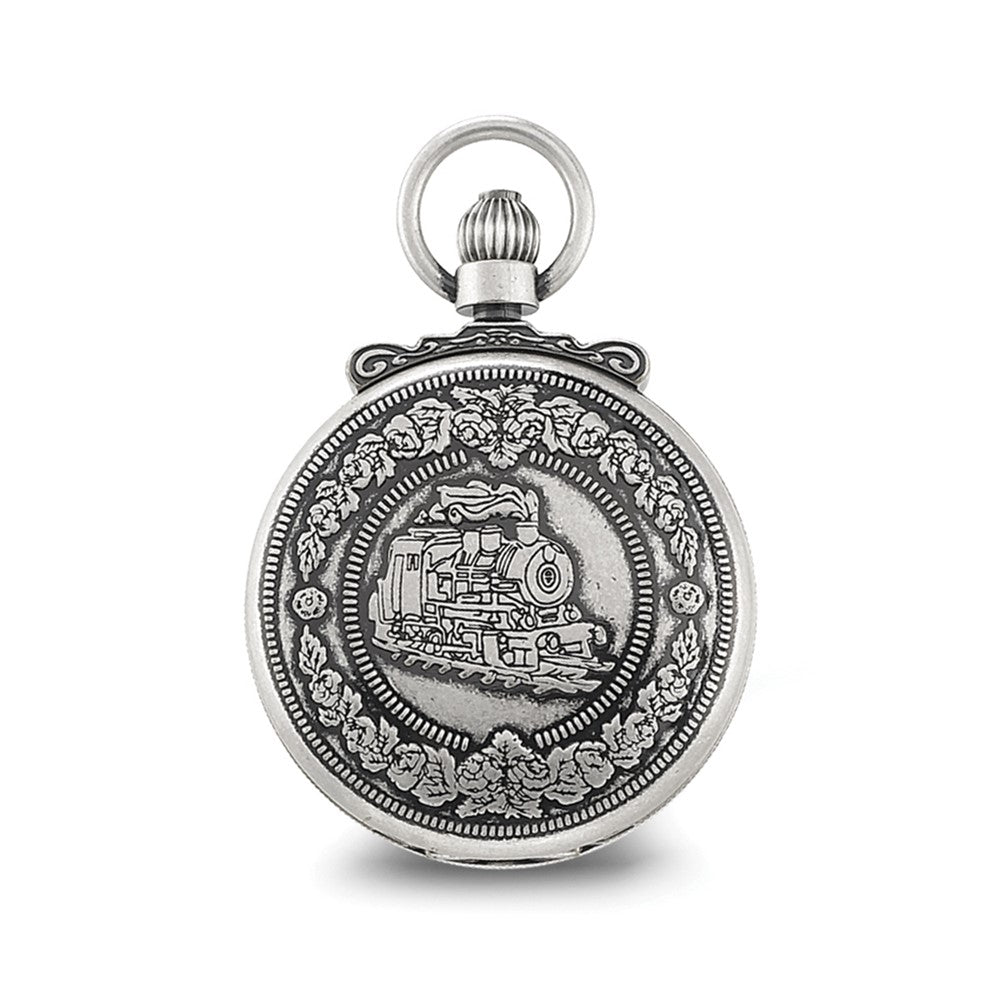 Alternate view of the Charles Hubert Antique Chrome Finish Steam Engine Pocket Watch by The Black Bow Jewelry Co.