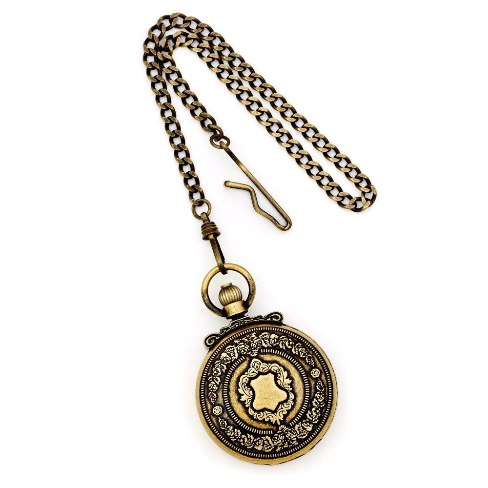 Alternate view of the Charles Hubert Antique Gold Finish Shield Pocket Watch by The Black Bow Jewelry Co.