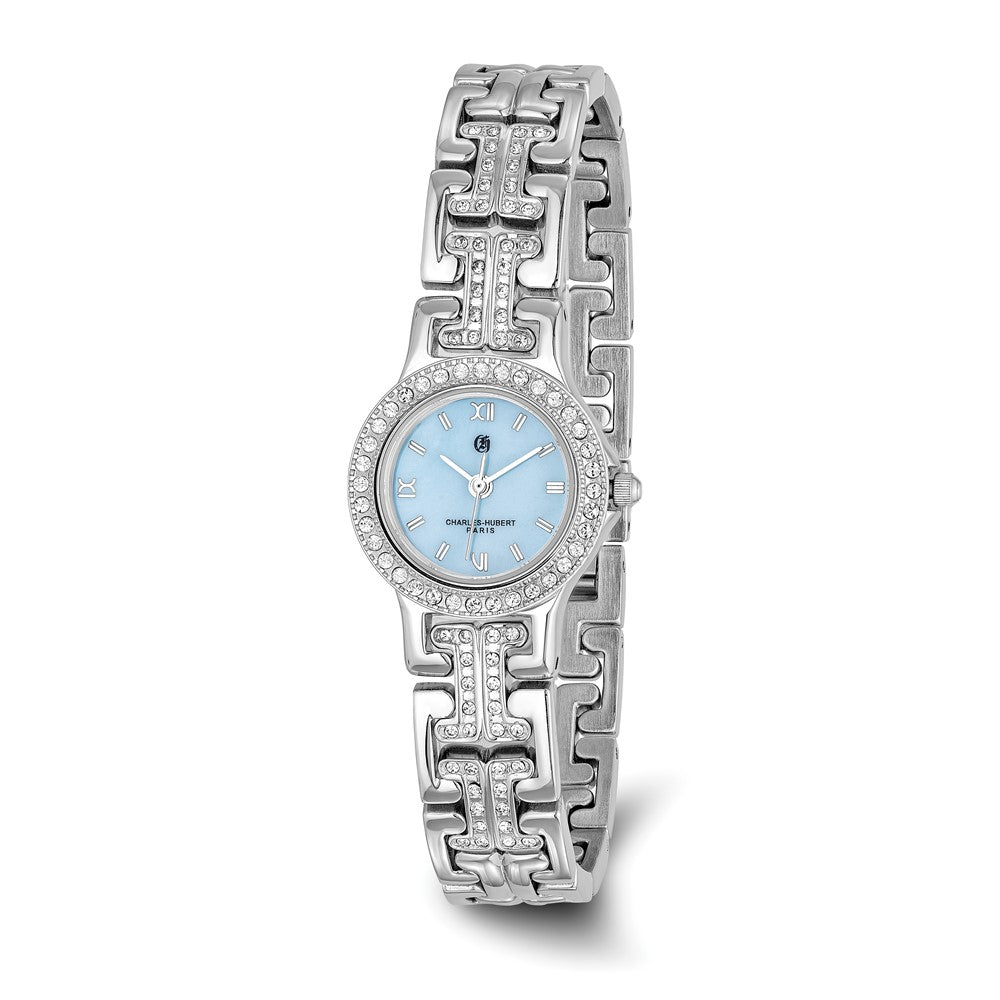 Charles Hubert Ladies Blue MOP Dial with 4 Color Crystal Bezels Watch, Item W8569 by The Black Bow Jewelry Co.