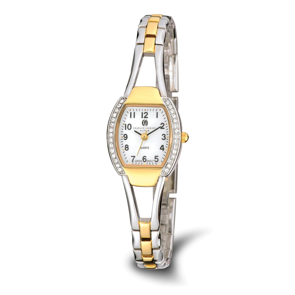 Charles Hubert Ladies Two-Tone Gold-finish White Dial Quartz Watch, Item W8575 by The Black Bow Jewelry Co.