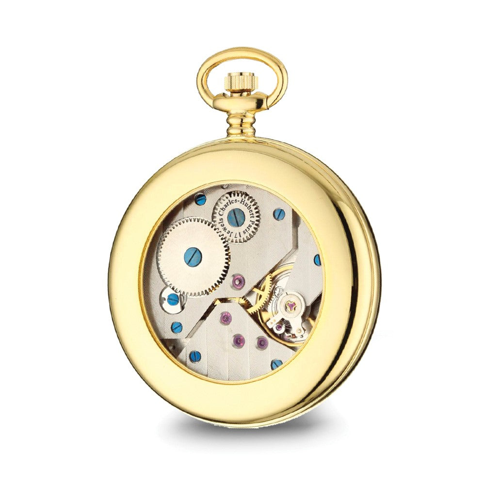 Alternate view of the Charles Hubert IP-pltd Stnlss Stl Open Face Gold Dial Pocket Watch by The Black Bow Jewelry Co.