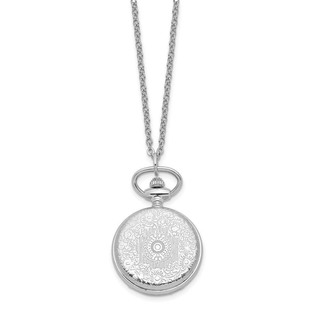 Alternate view of the Charles Hubert Chrome-finish Floral Pendant Watch Necklace 28-Inch by The Black Bow Jewelry Co.