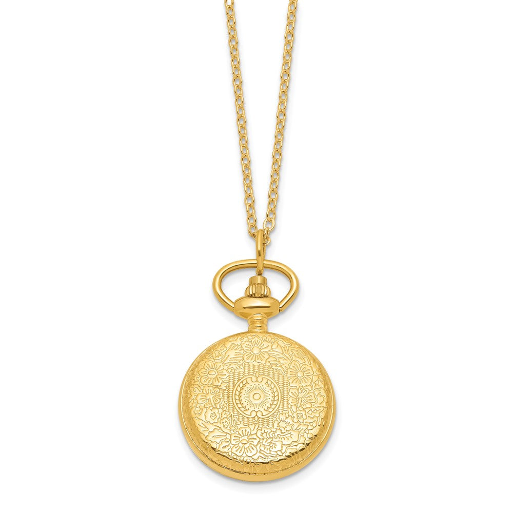 Alternate view of the Charles Hubert Gold-finish Scroll Design Pendant Watch by The Black Bow Jewelry Co.
