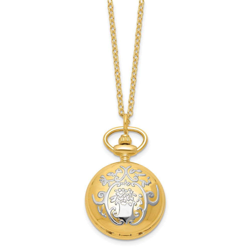 Alternate view of the Charles Hubert Two-tone Floral Design 26mm Pendant Watch, 28 Inch by The Black Bow Jewelry Co.