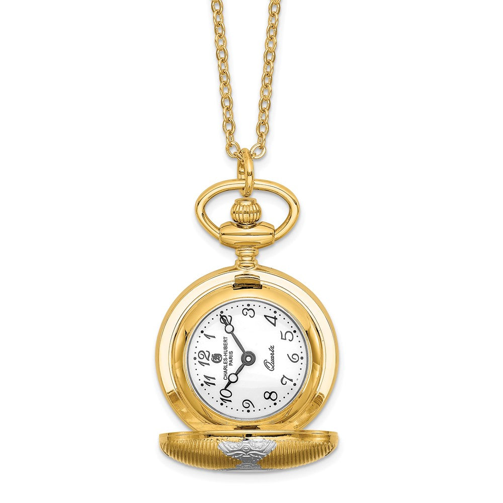 Charles Hubert Two-tone Shield Design Pendant Watch, Item W8616 by The Black Bow Jewelry Co.