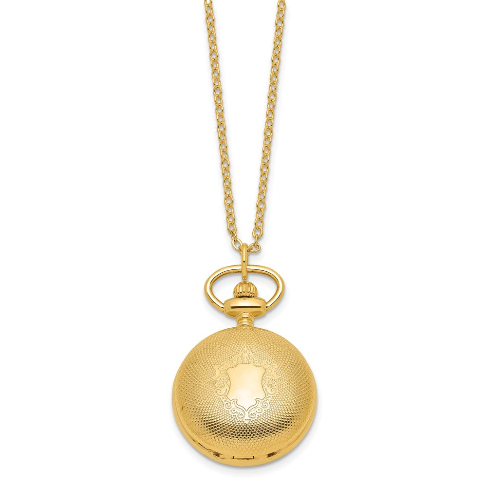 Alternate view of the Charles Hubert Gold-finish Quilted Design Pendant Watch by The Black Bow Jewelry Co.
