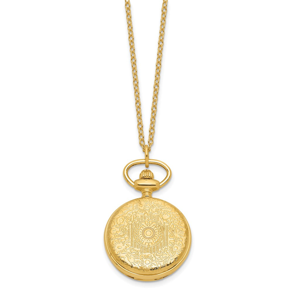 Alternate view of the Charles Hubert Gold-finish Quilted Design Pendant Watch by The Black Bow Jewelry Co.
