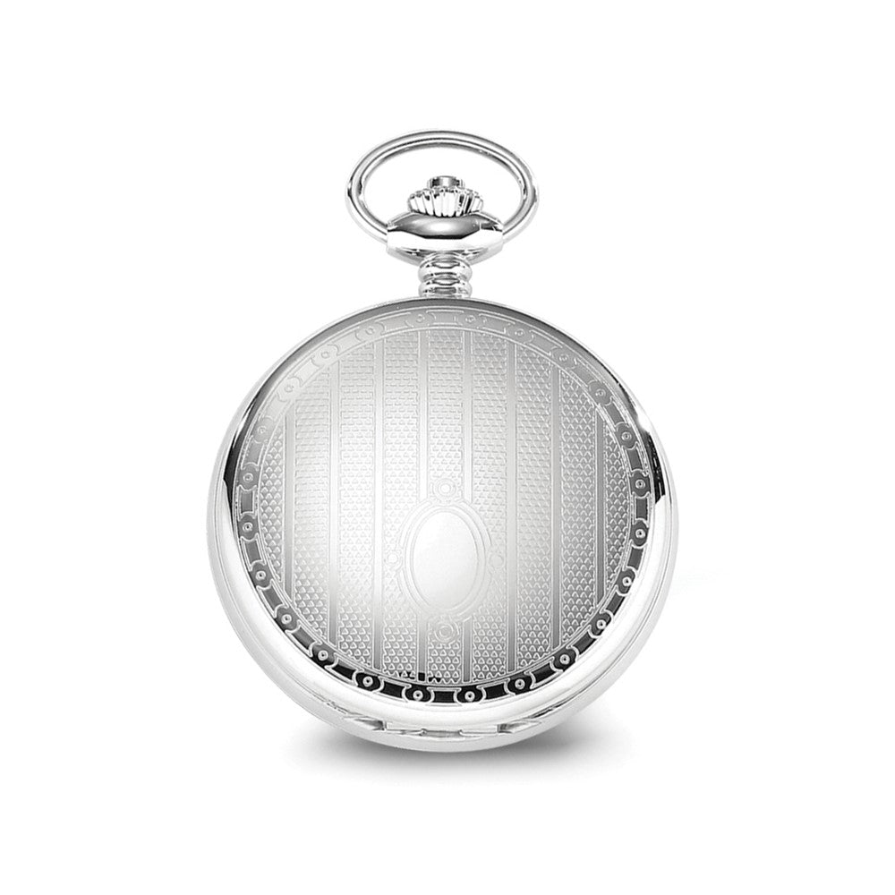 Alternate view of the Charles Hubert Chrome-finish Stripe Design Pocket Watch by The Black Bow Jewelry Co.