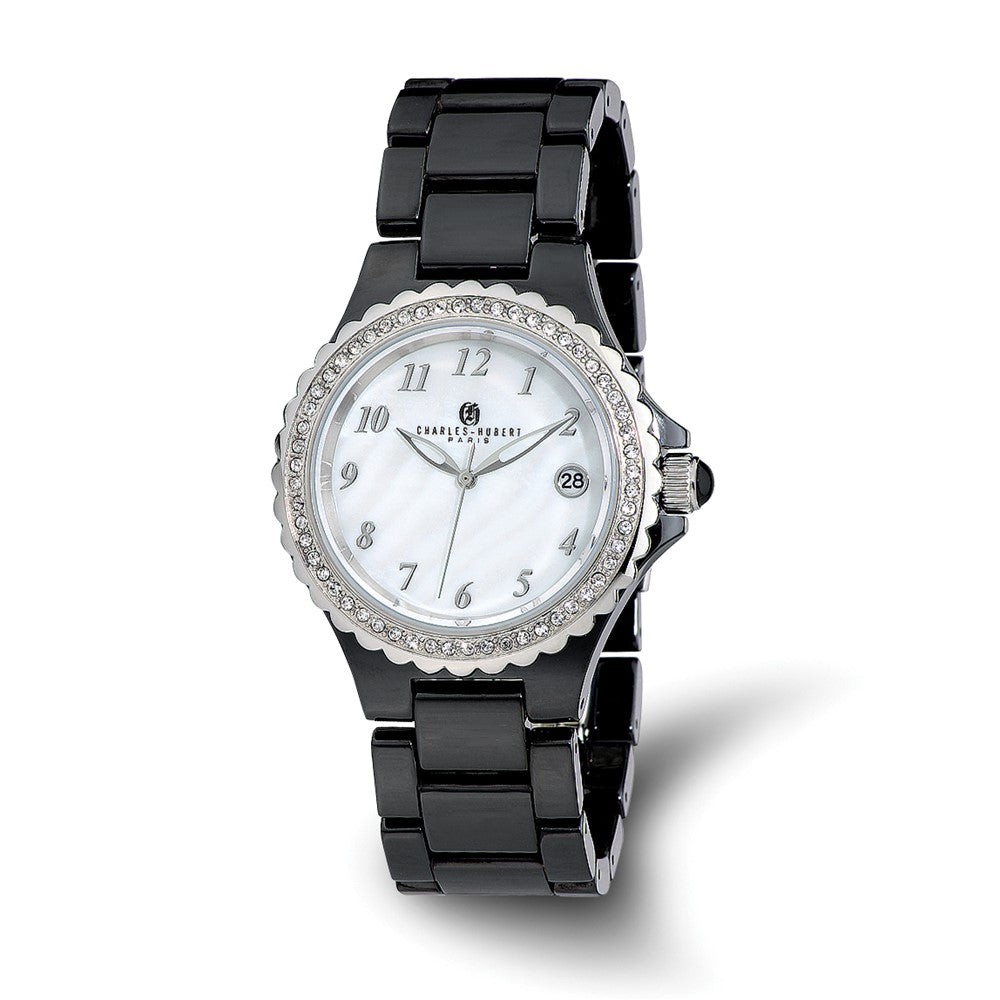 Charles Hubert Ladies Black Ceramic 38mm Watch, Item W8665 by The Black Bow Jewelry Co.