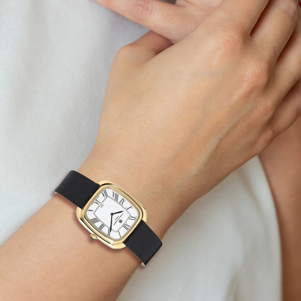 Alternate view of the Charles Hubert Ladies IP-plated Square Face Leather Band Watch by The Black Bow Jewelry Co.