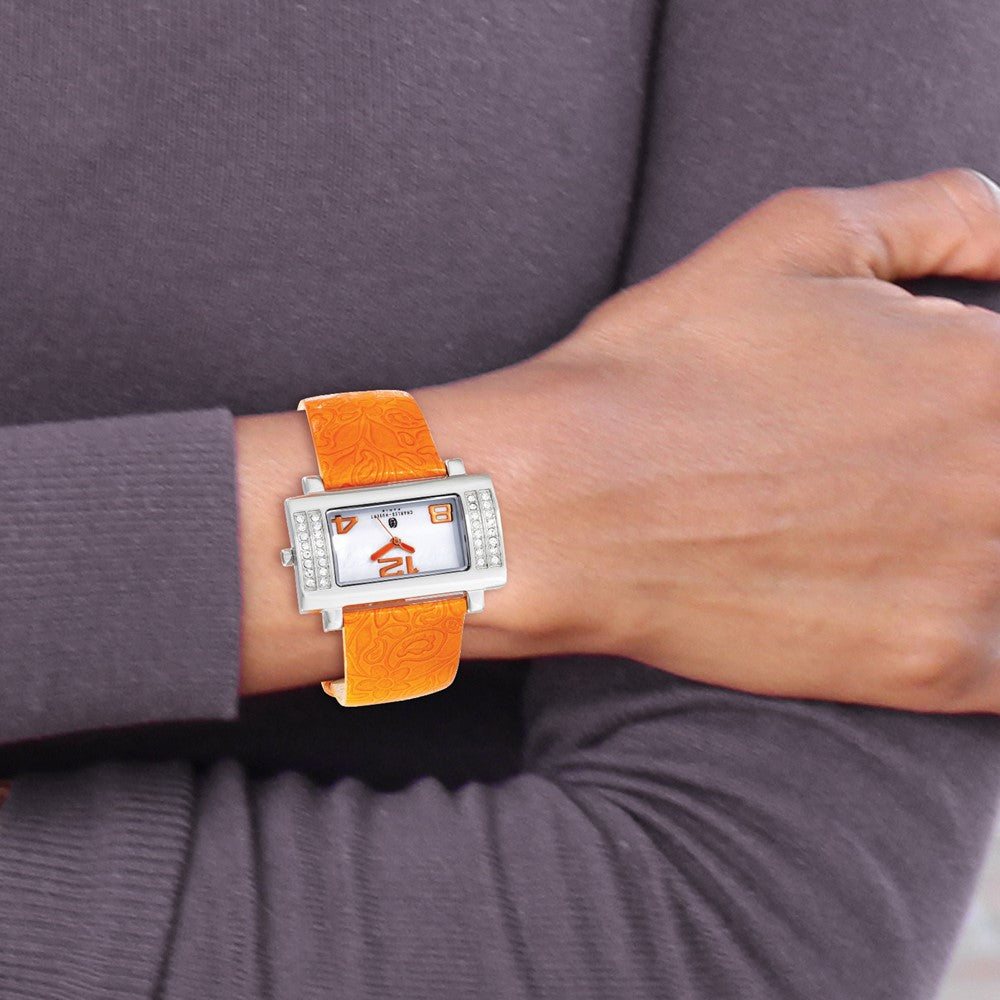 Alternate view of the Charles Hubert Ladies Stainless Orange Leather 40x23mm Watch by The Black Bow Jewelry Co.