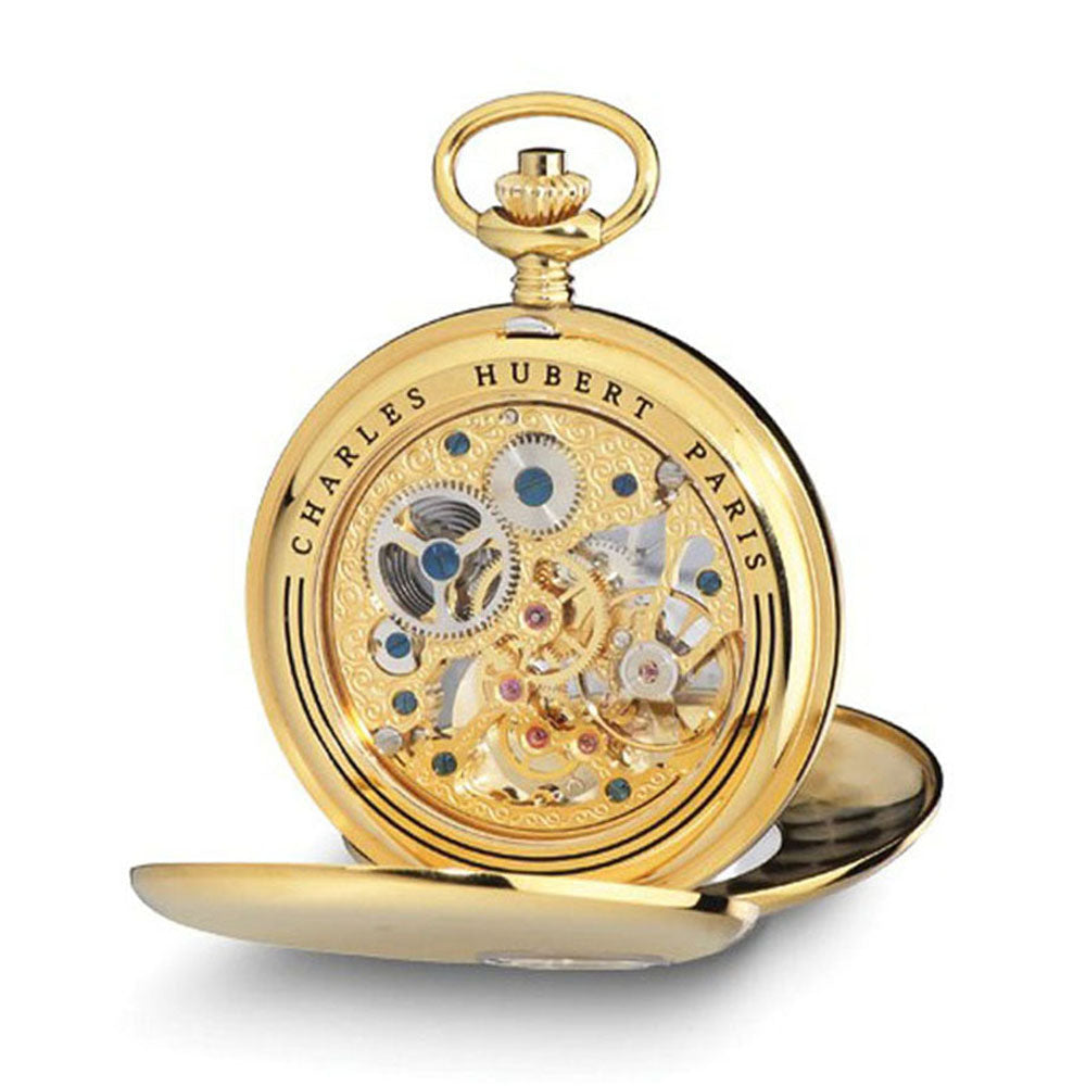 Alternate view of the Charles Hubert IP-plated Open Heart 53mm Case Pocket Watch by The Black Bow Jewelry Co.