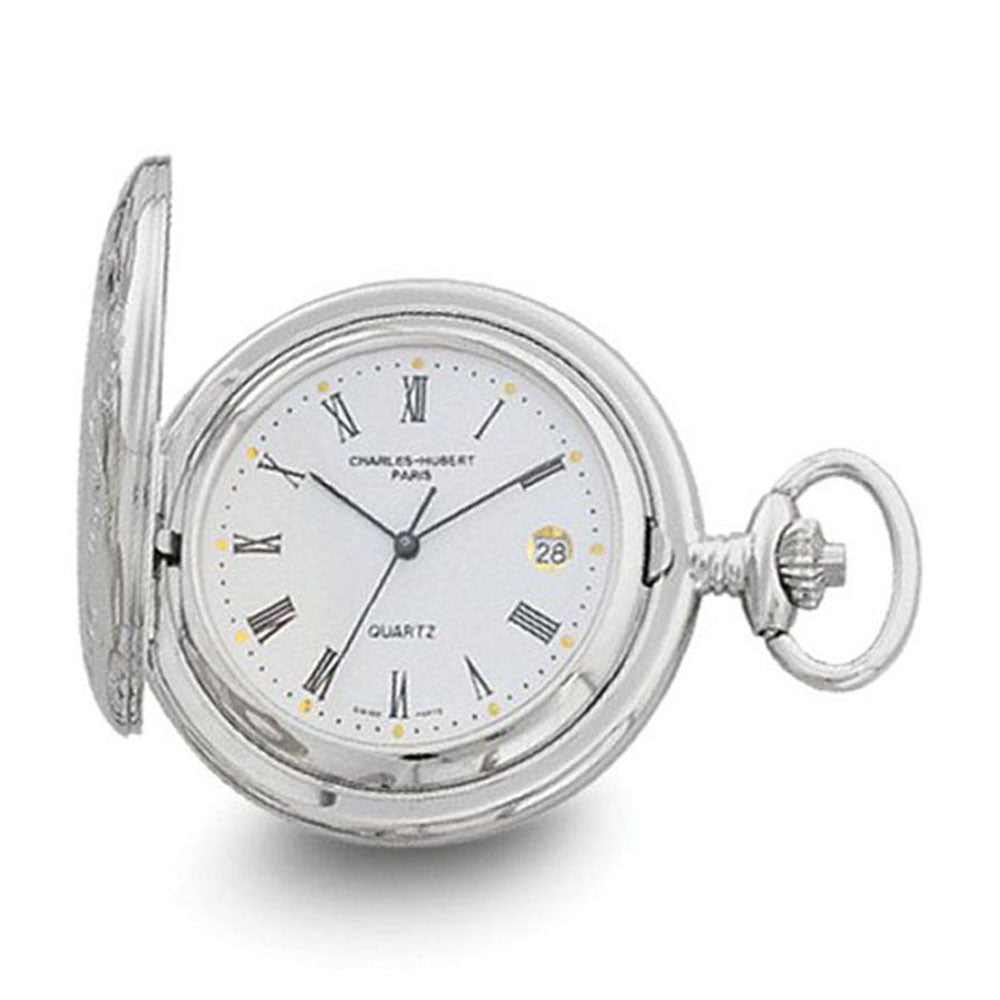 Charles Hubert 2-Tone White Dial Three Hands Pocket Watch, Item W8749 by The Black Bow Jewelry Co.
