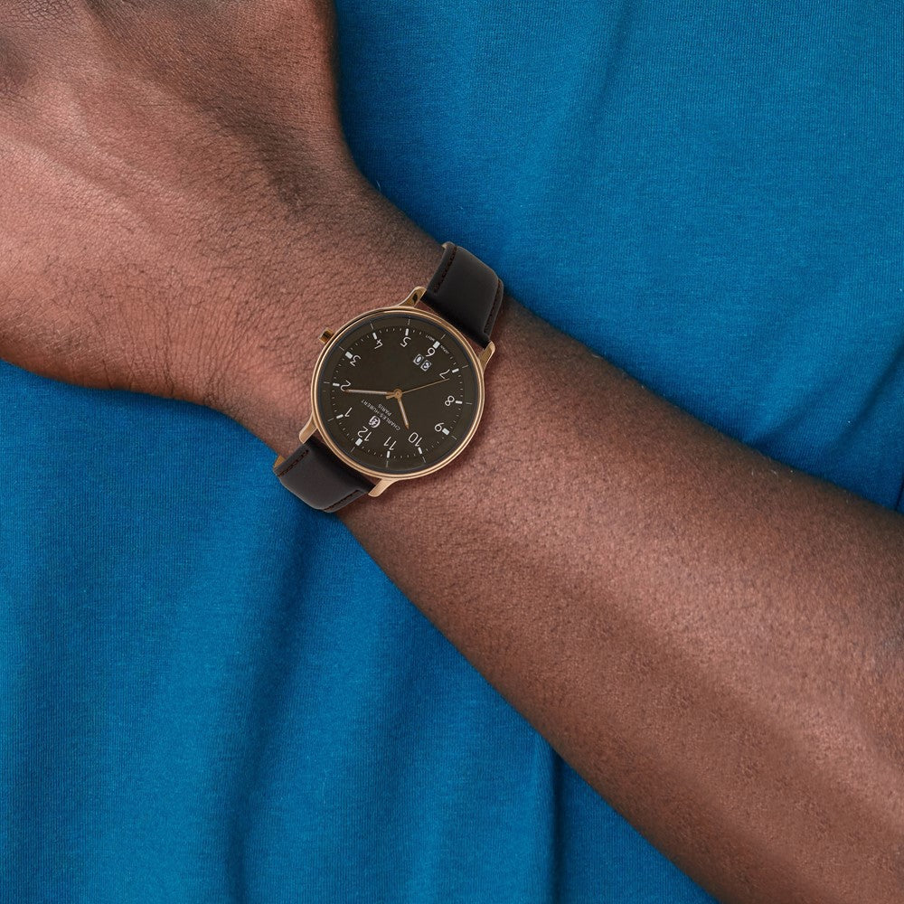 Alternate view of the Charles Hubert Mens Rose-plated Stainless Steel Brown Dial Watch by The Black Bow Jewelry Co.