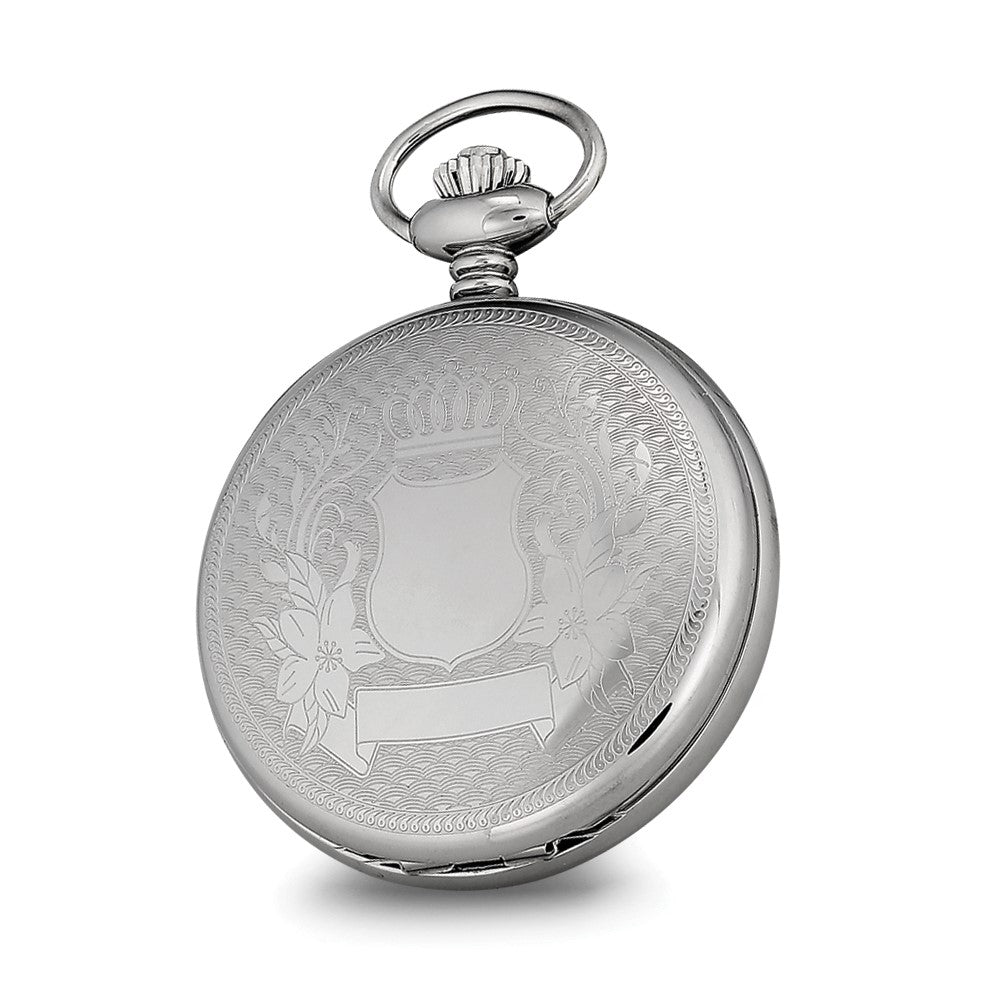 Alternate view of the Charles Hubert Stainless Case w/Floral Shield Skeleton Pocket Watch by The Black Bow Jewelry Co.