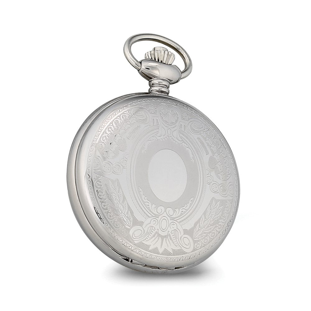 Alternate view of the Charles Hubert Stainless w/Oval Engraving Area Skeleton Pocket Watch by The Black Bow Jewelry Co.