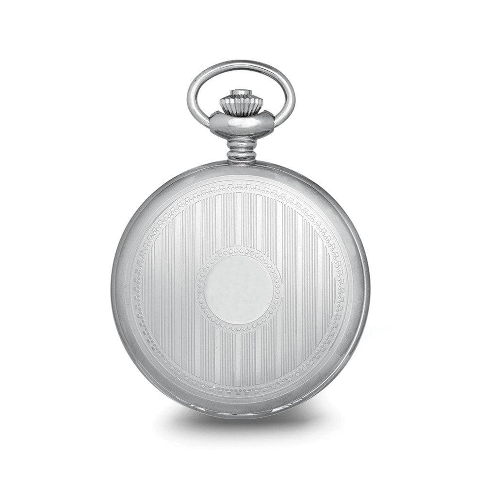 Alternate view of the Charles Hubert Stainless Striped Case w/Engraving Area Pocket Watch by The Black Bow Jewelry Co.