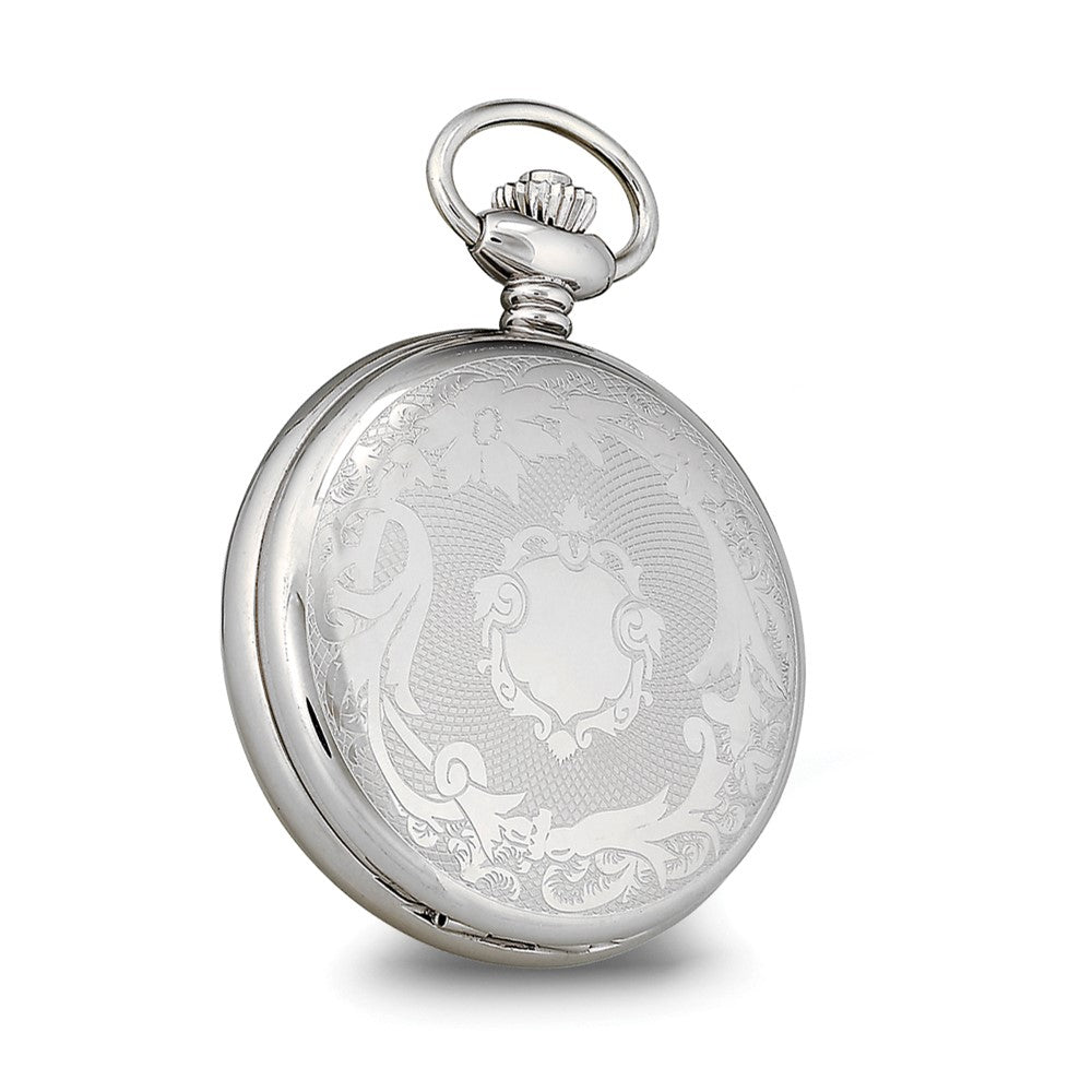 Alternate view of the Charles Hubert Stainless Hunter Case w/Shield Skeleton Pocket Watch by The Black Bow Jewelry Co.