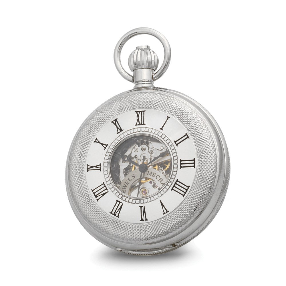 Alternate view of the Charles Hubert Chrome Finish Double Cover Open Window Pocket Watch by The Black Bow Jewelry Co.