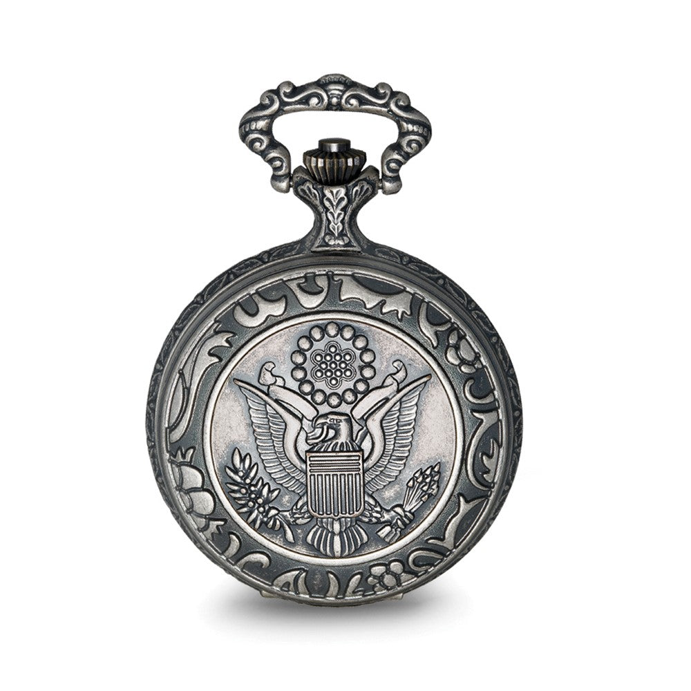 Alternate view of the Charles Hubert Antique Chrome Finish U.S. Seal Pocket Watch by The Black Bow Jewelry Co.