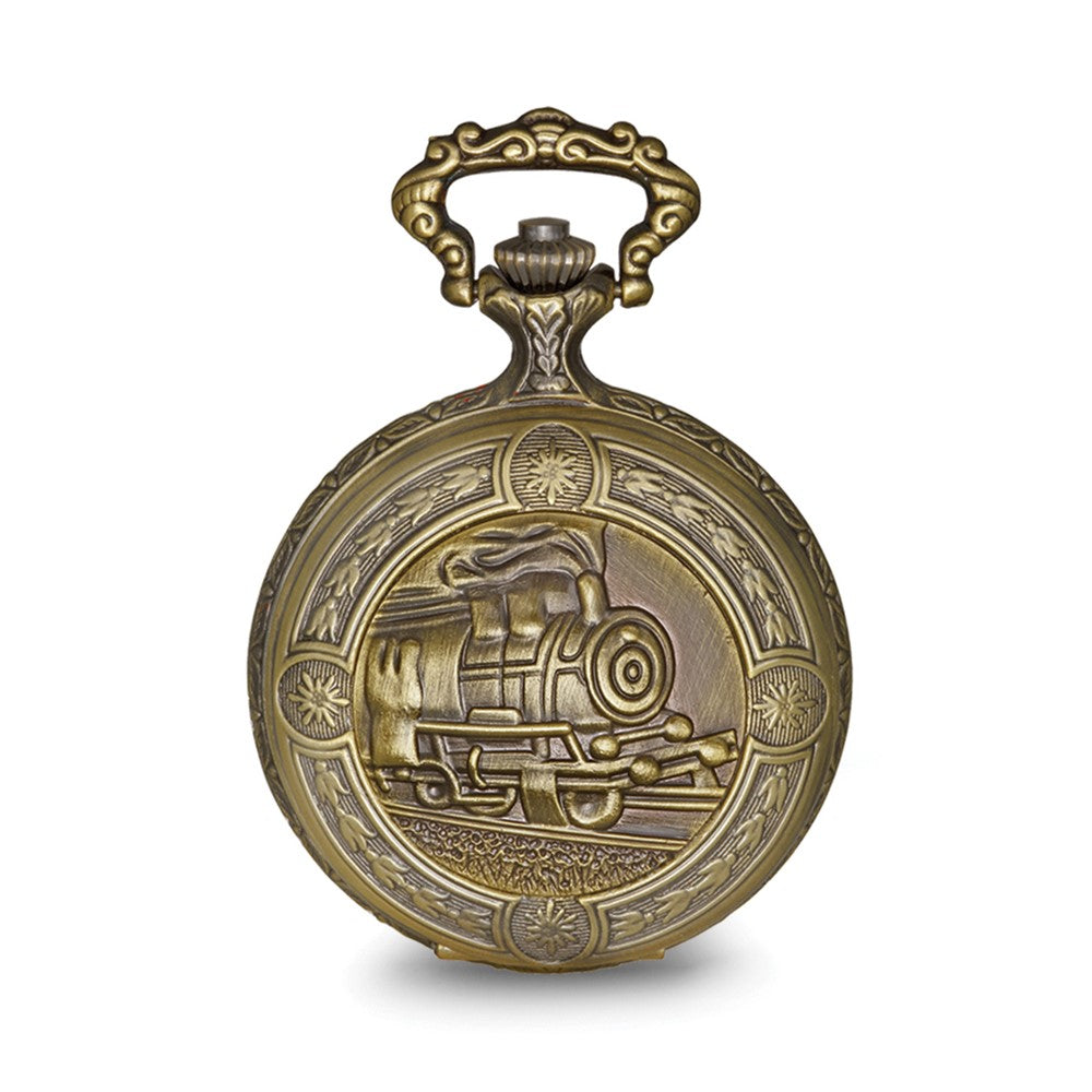 Alternate view of the Charles Hubert Antique Gold Finish Train Pocket Watch by The Black Bow Jewelry Co.