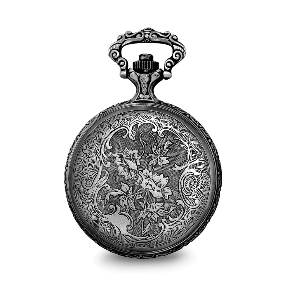 Alternate view of the Charles Hubert Antique Chrome Finish Train Pocket Watch by The Black Bow Jewelry Co.