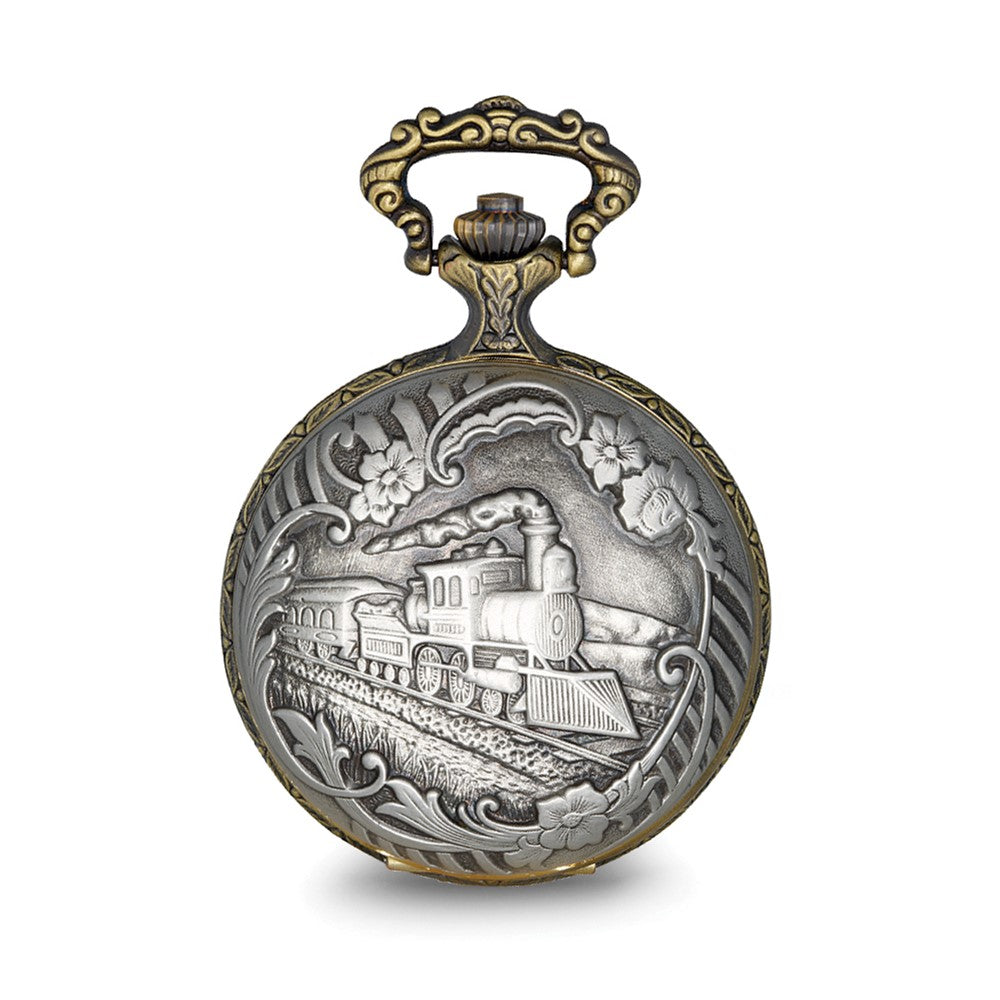 Alternate view of the Charles Hubert 2-tone Antique Finish Train Pocket Watch by The Black Bow Jewelry Co.