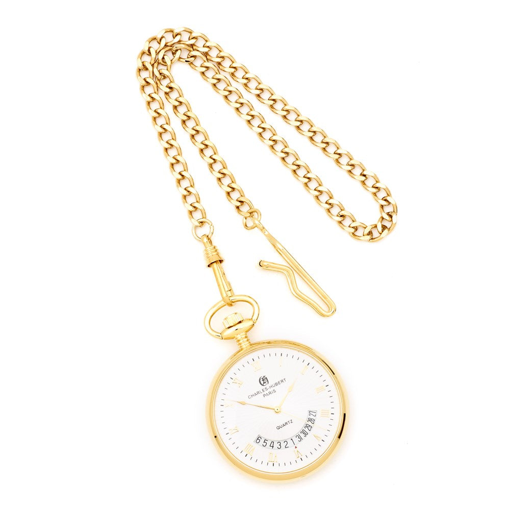 Alternate view of the Charles Hubert Gold Finish White Dial Gold Pocket Watch by The Black Bow Jewelry Co.