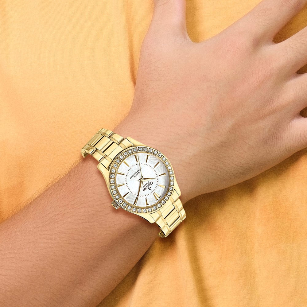Alternate view of the Champion Ladies Passion Gold Tone Crystal Bezel Silver Dial Watch by The Black Bow Jewelry Co.
