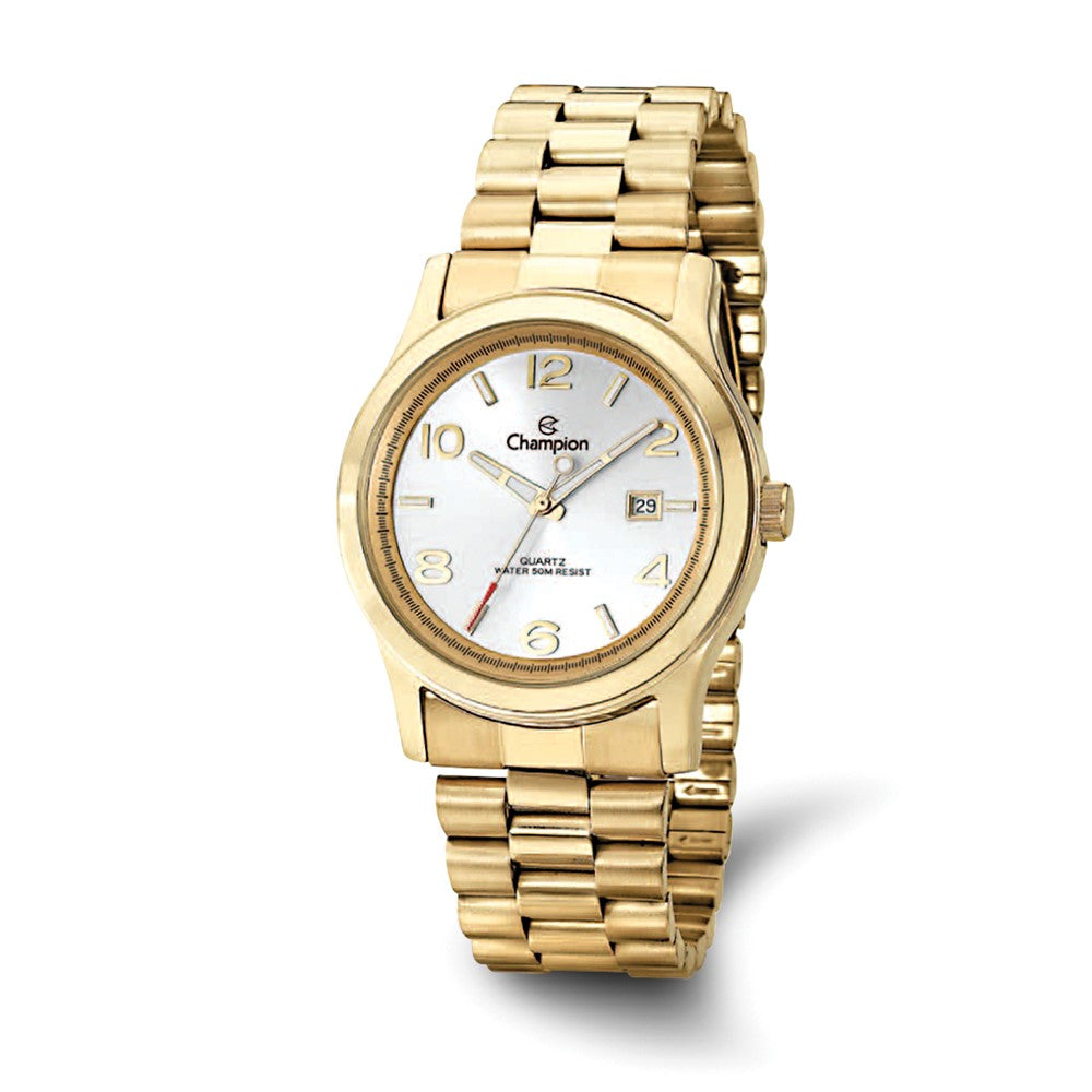Champion Mens Glamour Gold-tone Silver Dial Watch, Item W9032 by The Black Bow Jewelry Co.